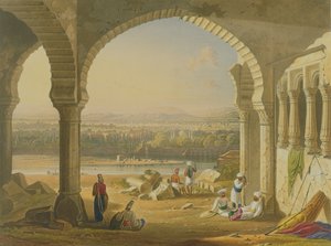 トーマスカーナン（fl.1821-50）とエングラによってエッチングされたウィリアムパーサー（c.1790-1852）によって描かれた、「インドの風景、衣装、建築」のボリュームIIから、アウルンゼベ宮殿の遺跡からのアウルンガバード